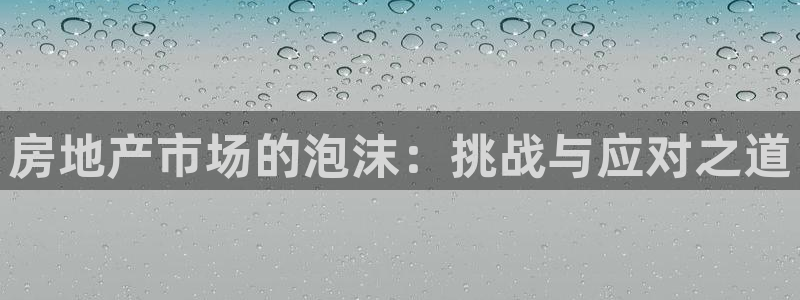 风暴娱乐下5指尖：房地产市场的泡沫：挑战与应对之道